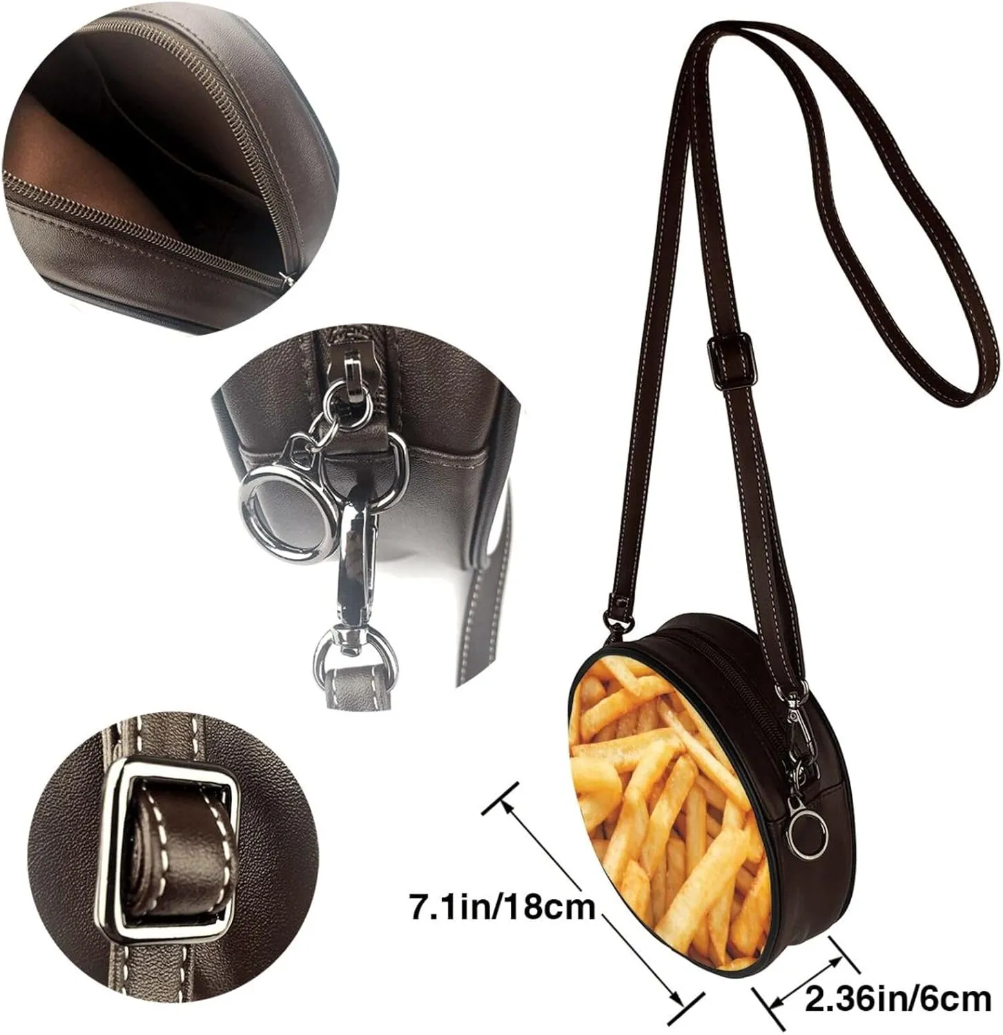 Leather Round Crossbody Bags For Women, Sling Bag Casual Crossbody Purse