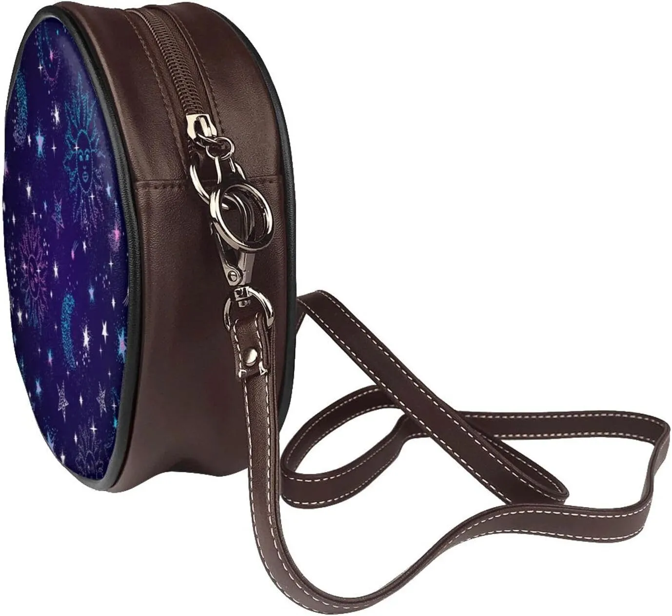 Leather Round Crossbody Bags For Women, Sling Bag Casual Crossbody Purse