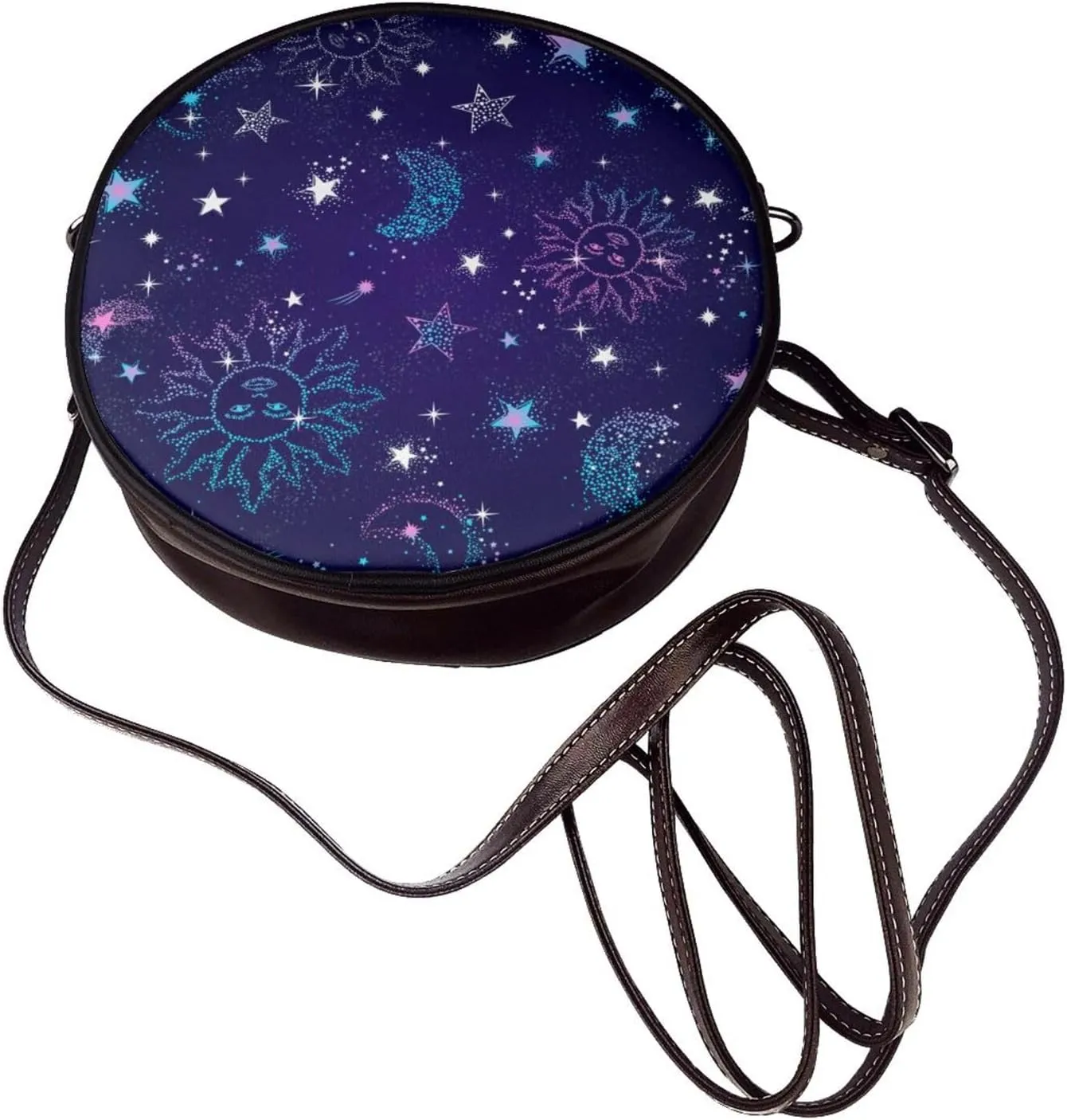 Leather Round Crossbody Bags For Women, Sling Bag Casual Crossbody Purse