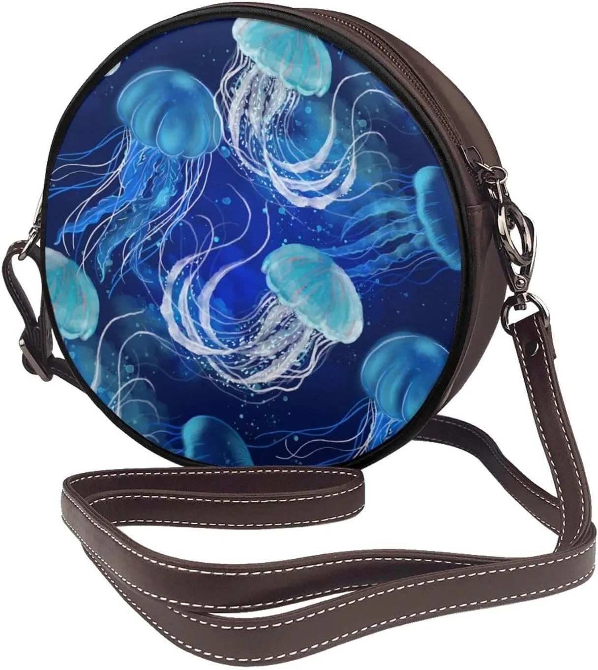 Leather Round Crossbody Bags For Women, Sling Bag Casual Crossbody Purse