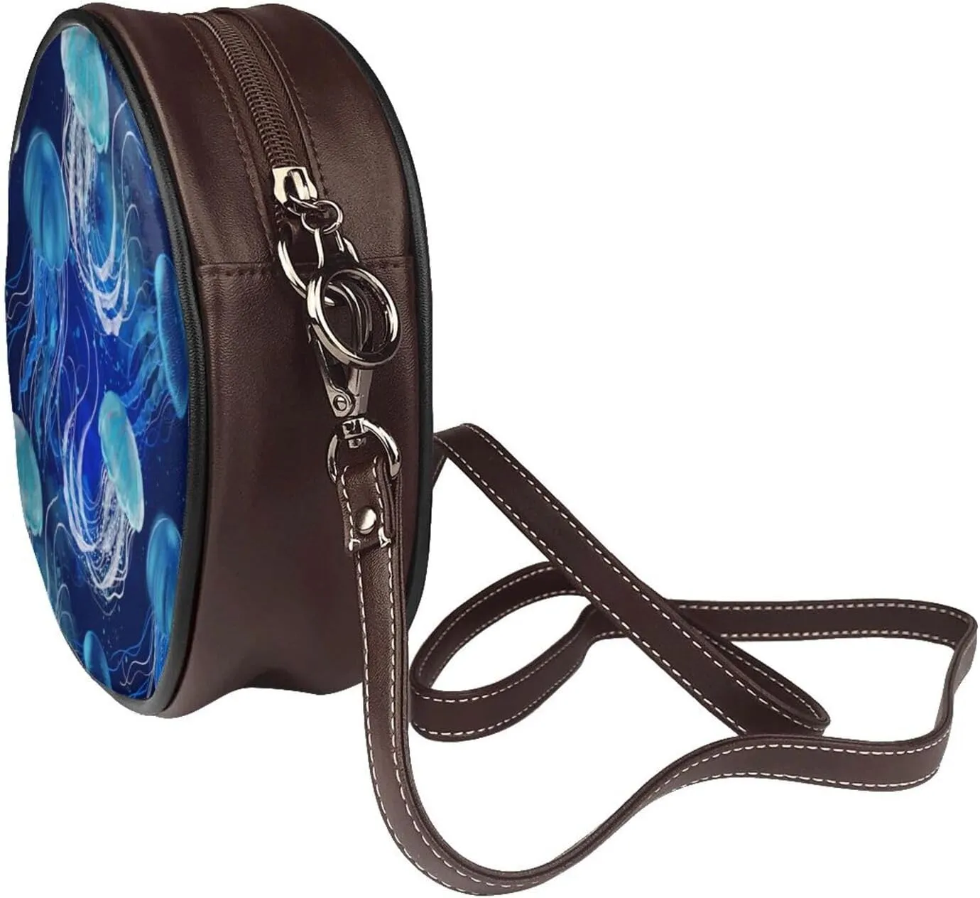 Leather Round Crossbody Bags For Women, Sling Bag Casual Crossbody Purse
