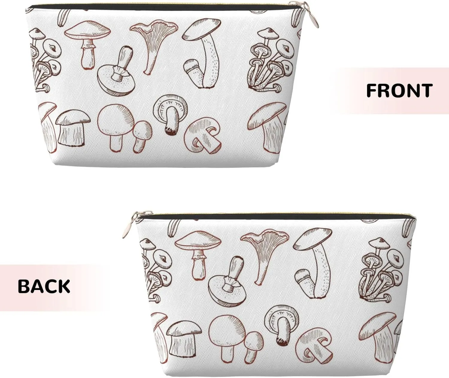 Leather Travel Toiletry Makeup Bag Zipper Makeup Pouch Travel Essentials Portable Cosmetic Bag Organiser Suitable Business Trip for Woman Man A Little Mushroom