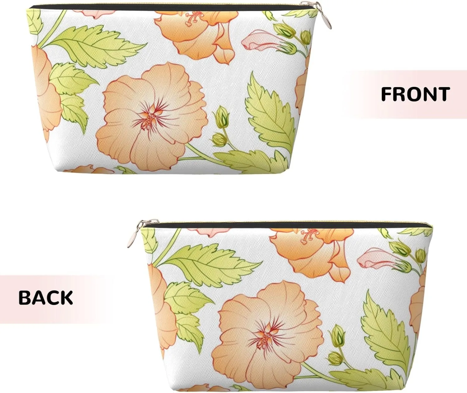 Leather Travel Toiletry Makeup Bag Zipper Makeup Pouch Travel Essentials Portable Cosmetic Bag Organiser Suitable Business Trip for Woman Man Beautiful Cute Flower