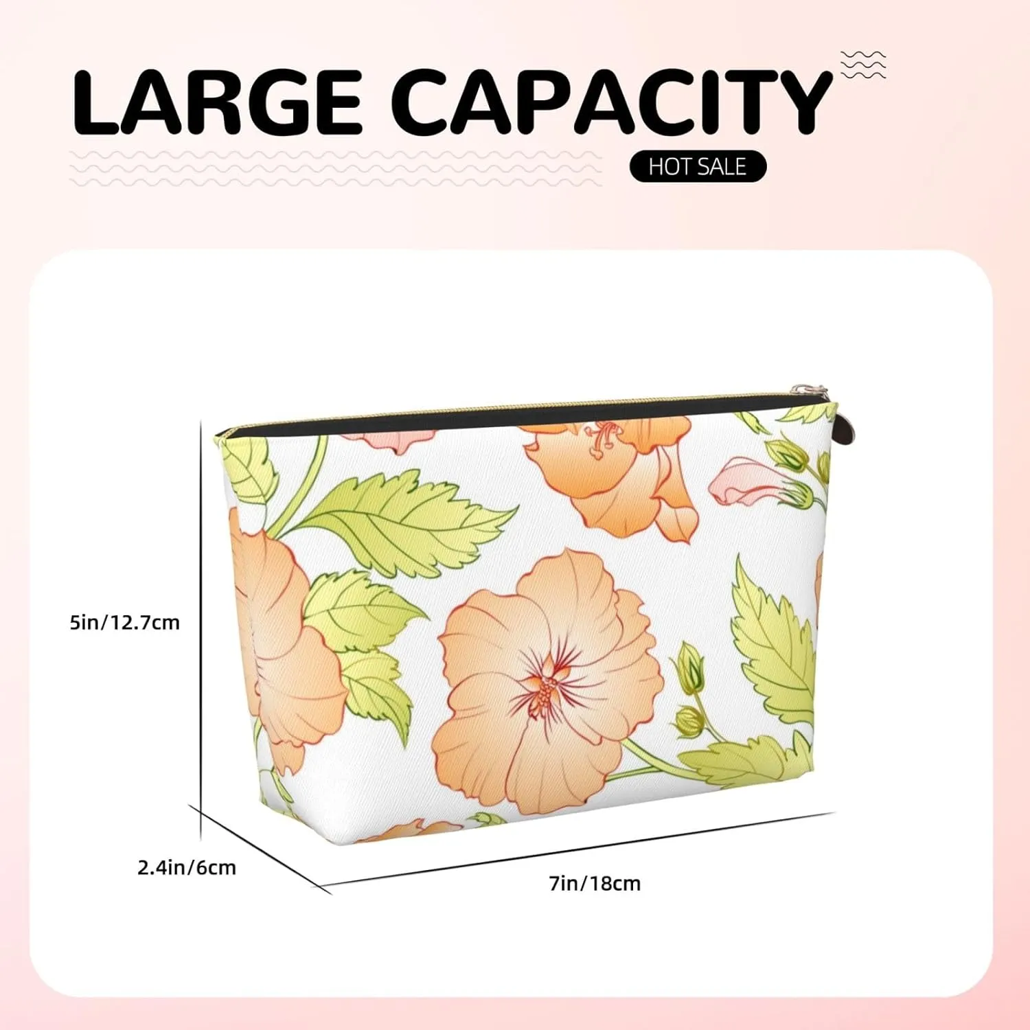 Leather Travel Toiletry Makeup Bag Zipper Makeup Pouch Travel Essentials Portable Cosmetic Bag Organiser Suitable Business Trip for Woman Man Beautiful Cute Flower