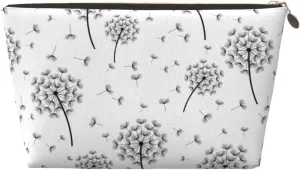 Leather Travel Toiletry Makeup Bag Zipper Makeup Pouch Travel Essentials Portable Cosmetic Bag Organiser Suitable Business Trip for Woman Man Beautiful Dandelion