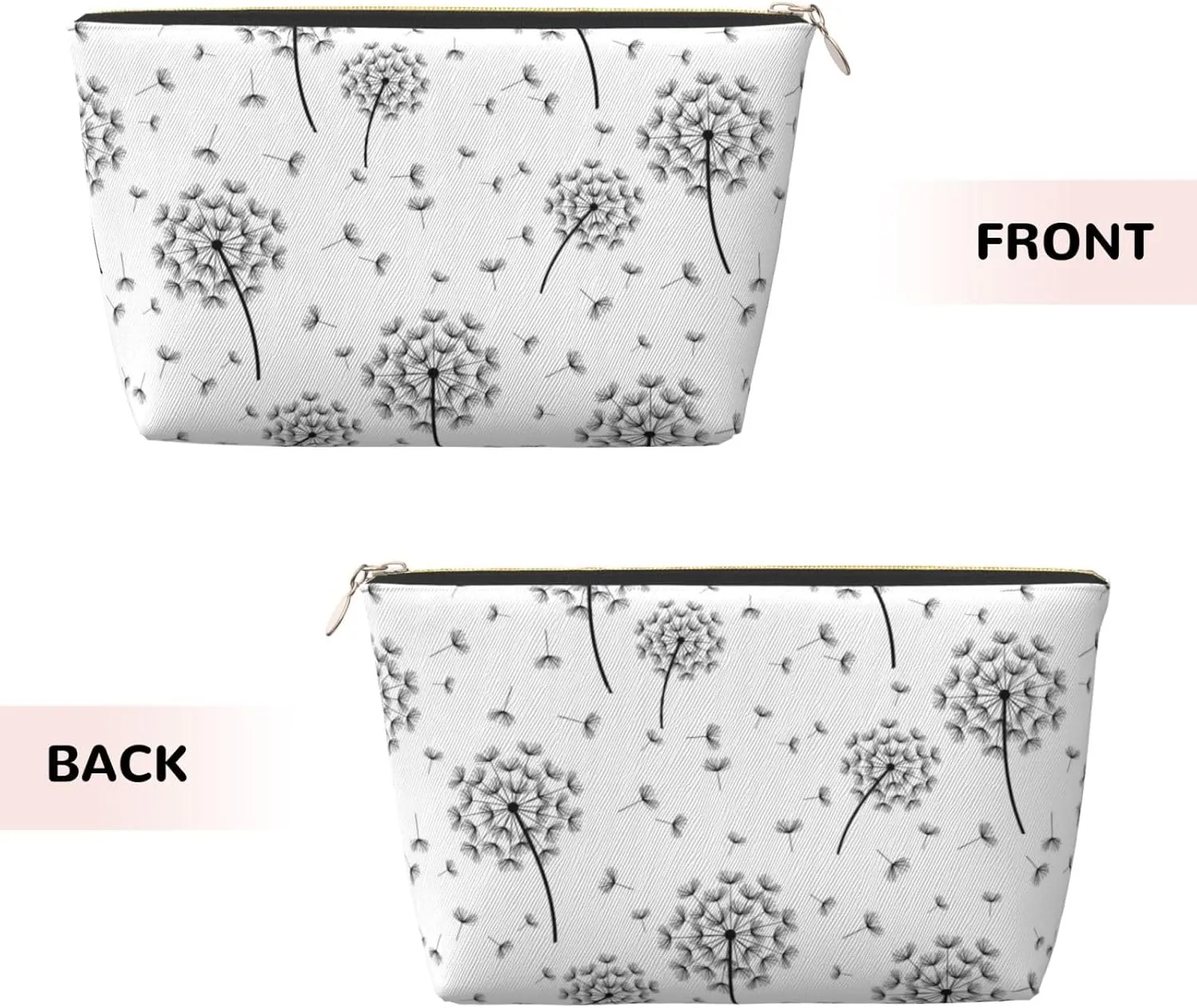 Leather Travel Toiletry Makeup Bag Zipper Makeup Pouch Travel Essentials Portable Cosmetic Bag Organiser Suitable Business Trip for Woman Man Beautiful Dandelion
