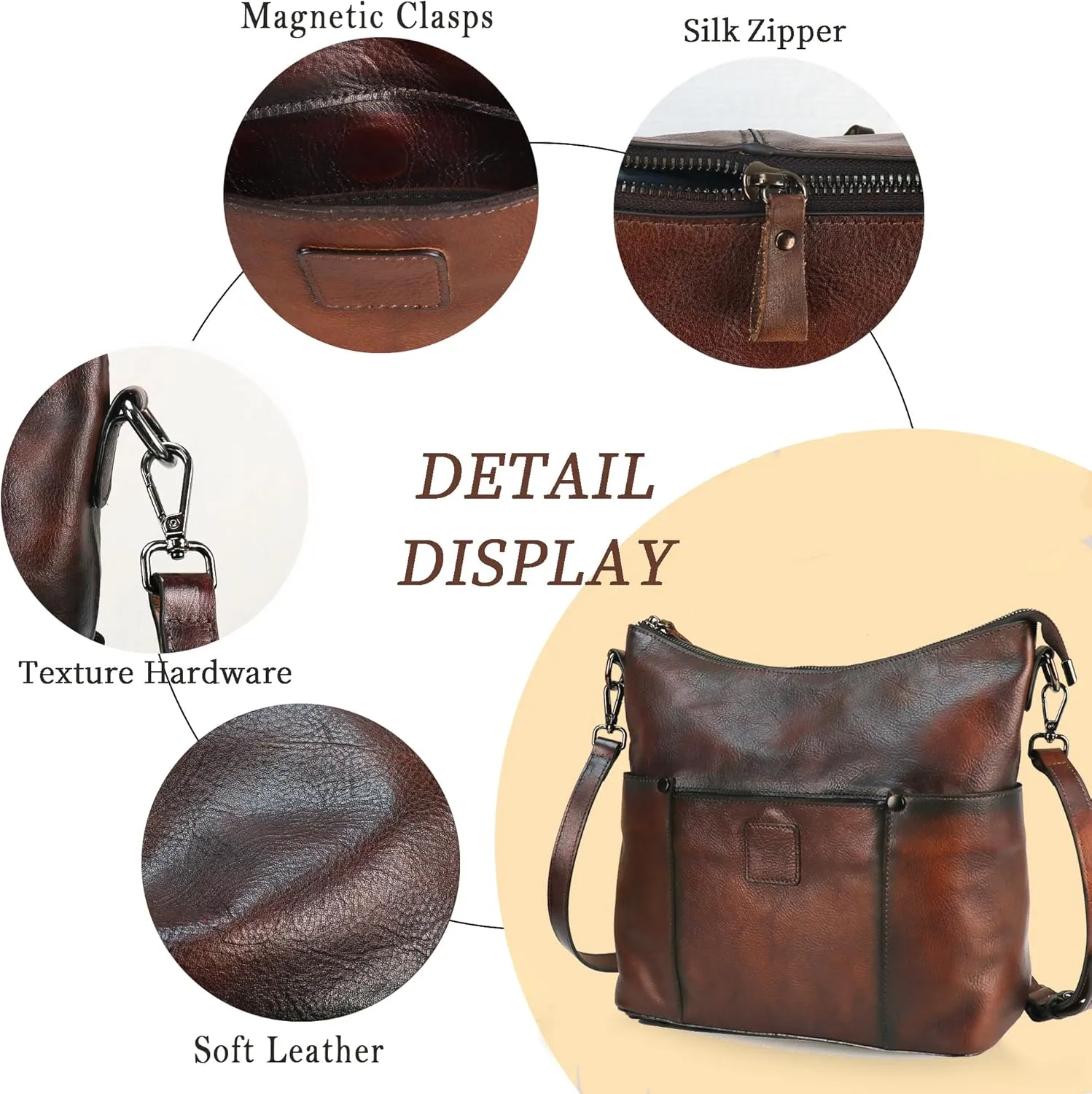 LETEULO Hobo Bag for Women Crossbody Bag Purse and Handbag Leather Shouler Bags