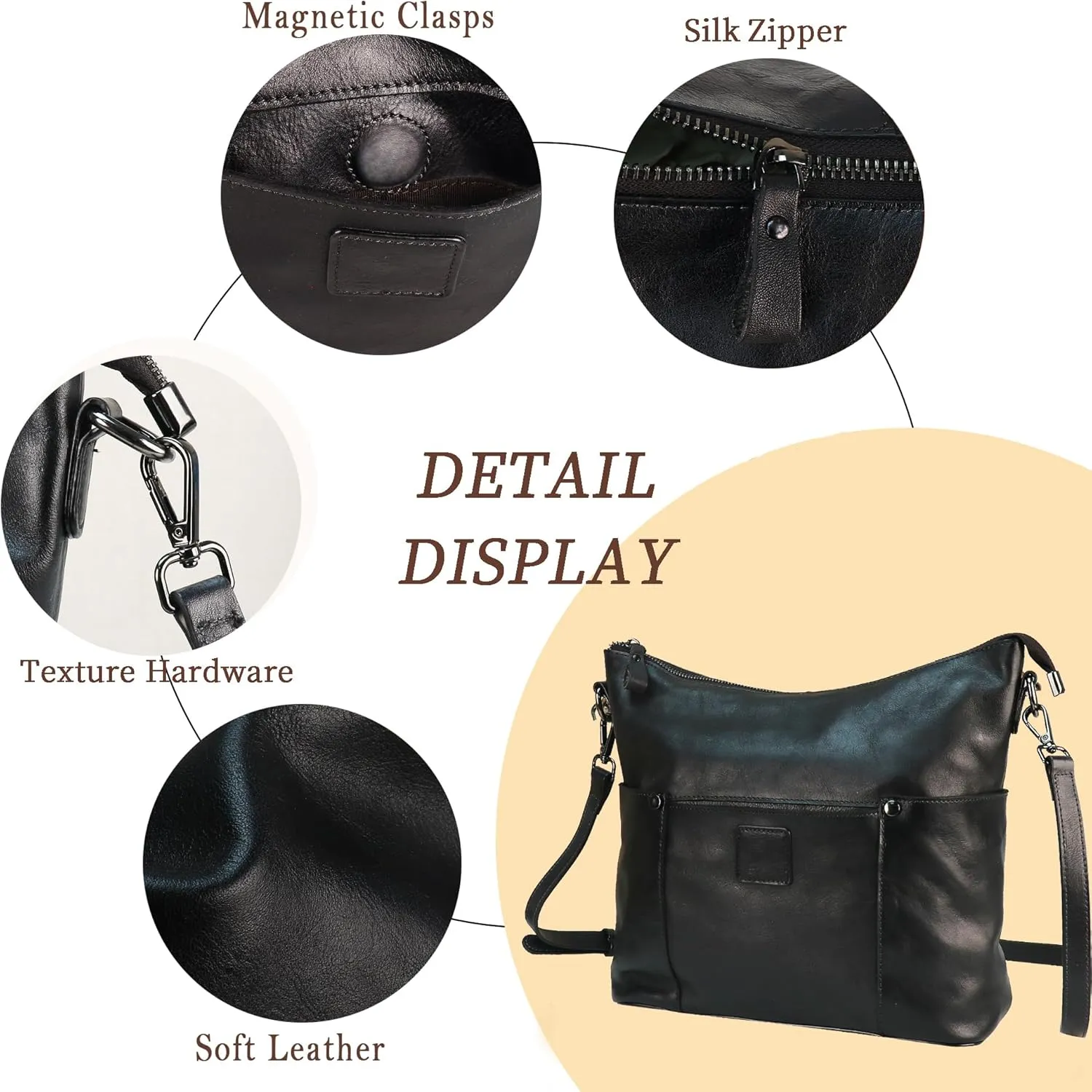 LETEULO Hobo Bag for Women Crossbody Bag Purse and Handbag Leather Shouler Bags