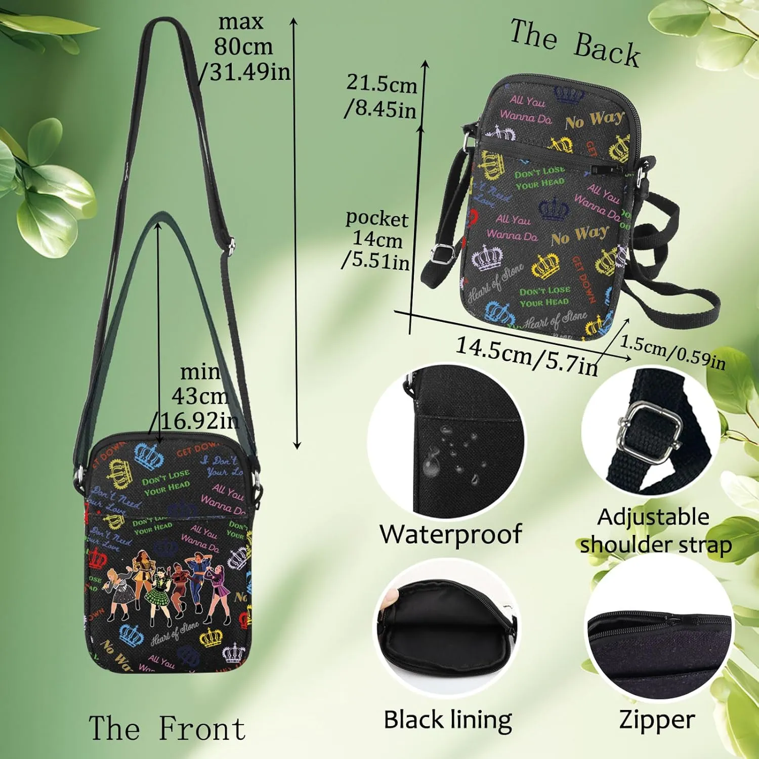 LEVLO Musical Queen Crossbody Bag Musical Lover Gift Six Queen Theater Shoulder Bag Six Queen Merch