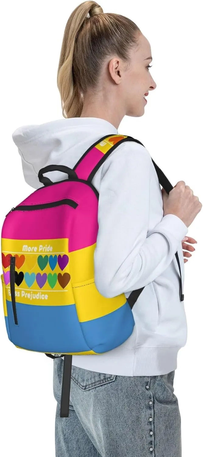 LGBT Rainbow Gay More Pride Less Prejudice Heart Travel Laptop Backpack Casual Backpacks Double Shoulder Daypack Notebook Rucksack Work Bags Sports Bag for Gym Hiking Camping Beach