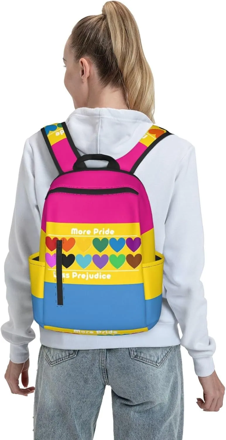 LGBT Rainbow Gay More Pride Less Prejudice Heart Travel Laptop Backpack Casual Backpacks Double Shoulder Daypack Notebook Rucksack Work Bags Sports Bag for Gym Hiking Camping Beach