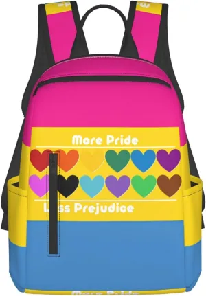 LGBT Rainbow Gay More Pride Less Prejudice Heart Travel Laptop Backpack Casual Backpacks Double Shoulder Daypack Notebook Rucksack Work Bags Sports Bag for Gym Hiking Camping Beach