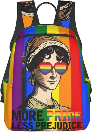 LGBT Rainbow Gay More Pride Less Prejudice Travel Laptop Backpack Casual Backpacks Double Shoulder Daypack Notebook Rucksack Work Bags Sports Bag for Hiking Camping Beach