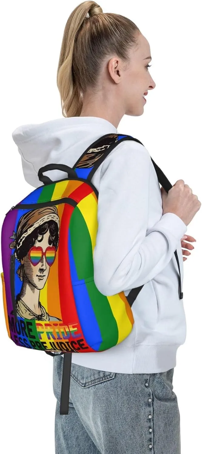 LGBT Rainbow Gay More Pride Less Prejudice Travel Laptop Backpack Casual Backpacks Double Shoulder Daypack Notebook Rucksack Work Bags Sports Bag for Hiking Camping Beach