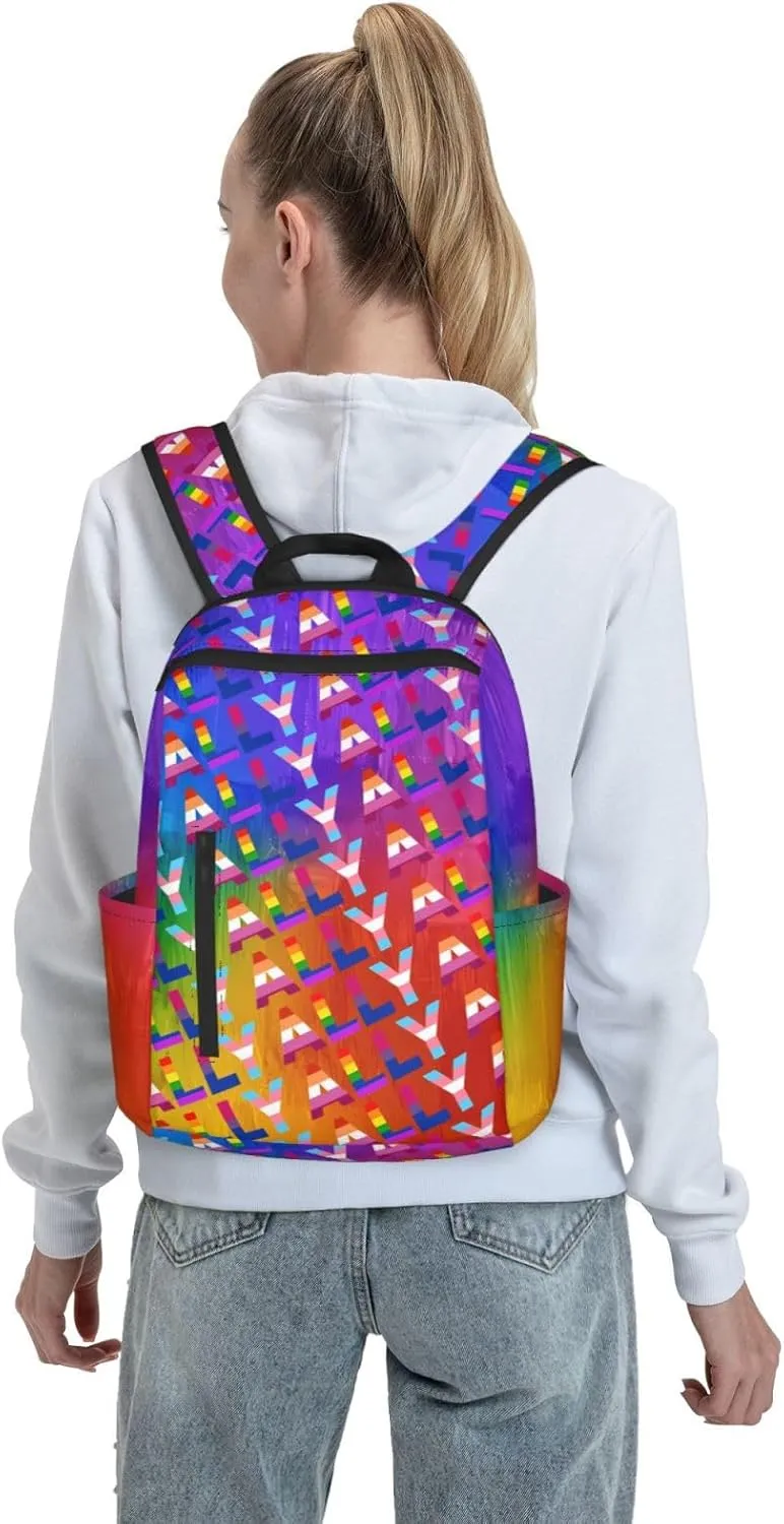 LGBT Rainbow Gay Pride Ally Travel Laptop Backpack Casual Backpacks Double Shoulder Daypack Notebook Rucksack Work Bags Sports Bag for Hiking Camping Beach