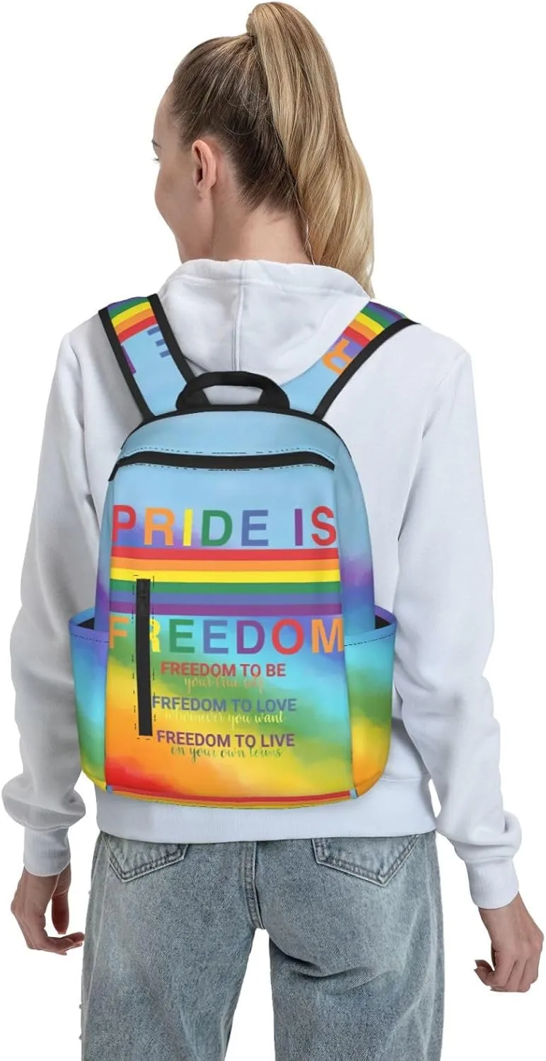 LGBT Rainbow Gay Pride Pride is Freedom To Be To Love To Live Travel Laptop Backpack Casual Backpacks Double Shoulder Daypack Notebook Rucksack Work Bags Sports Bag for Hiking Camping Beach