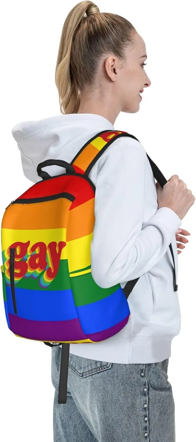 LGBT Rainbow Pride Gay Travel Laptop Backpack Casual Backpacks Double Shoulder Daypack Notebook Rucksack Work Bags Sports Bag for Hiking Camping Beach
