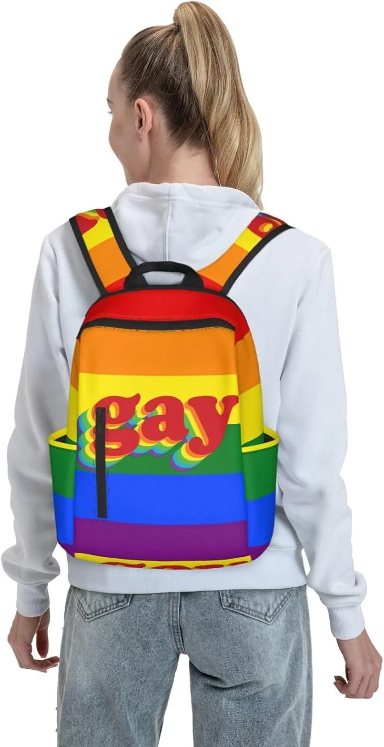 LGBT Rainbow Pride Gay Travel Laptop Backpack Casual Backpacks Double Shoulder Daypack Notebook Rucksack Work Bags Sports Bag for Hiking Camping Beach