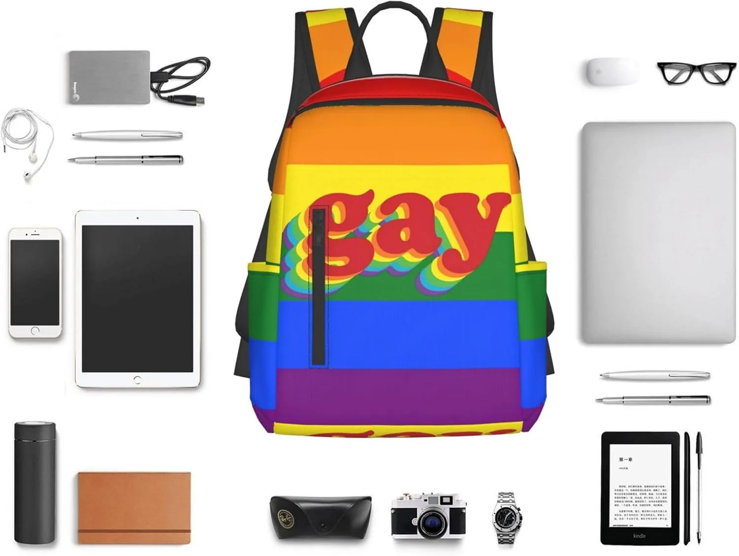 LGBT Rainbow Pride Gay Travel Laptop Backpack Casual Backpacks Double Shoulder Daypack Notebook Rucksack Work Bags Sports Bag for Hiking Camping Beach