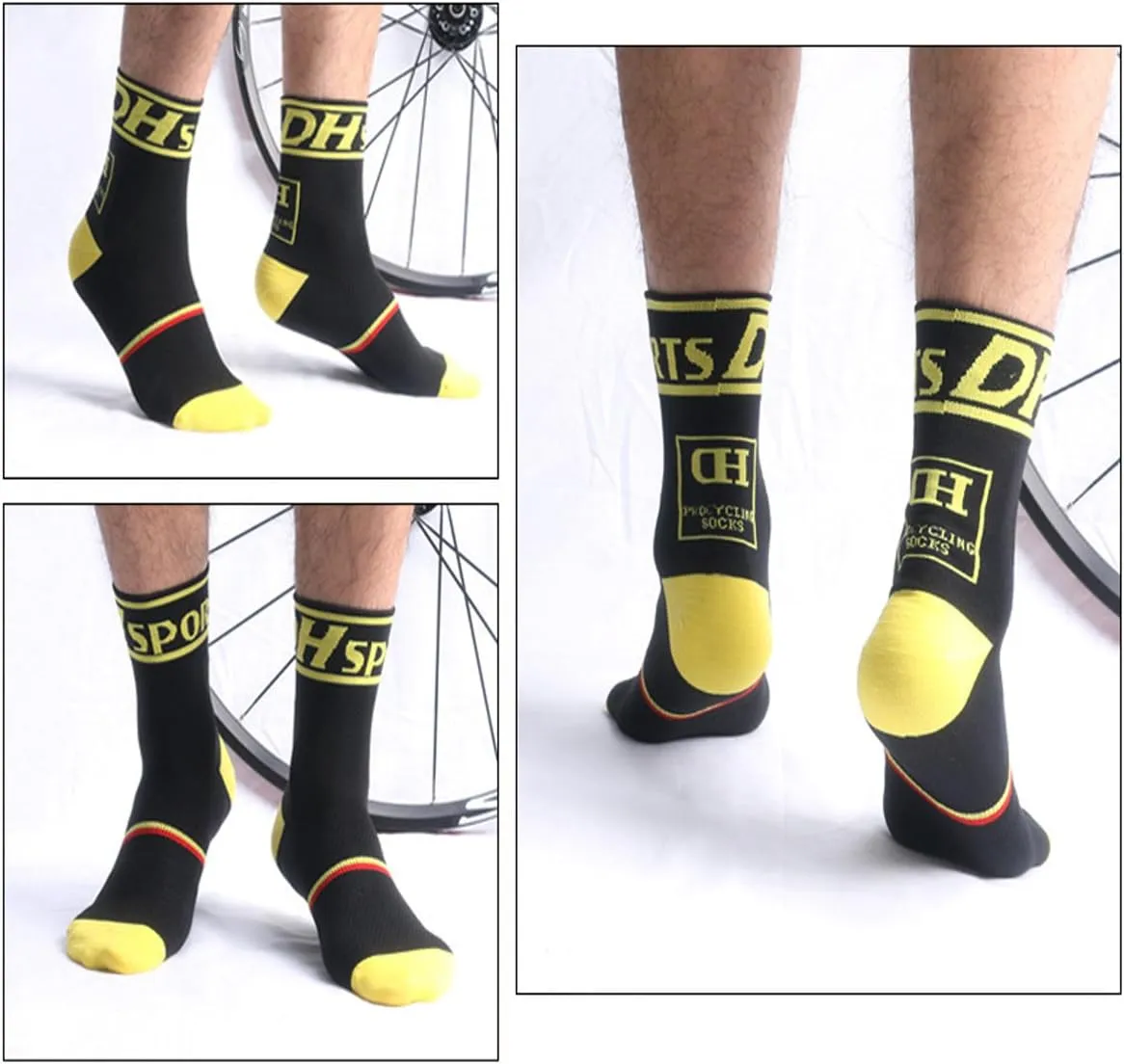 Libar Men's Cycling Socks Unisex Breathable Sports Running Trekking Athletic Basketball Socks