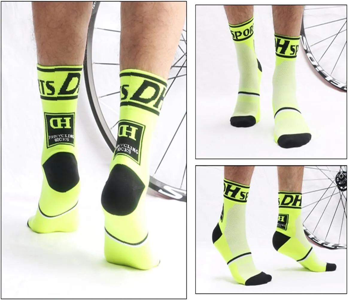 Libar Men's Cycling Socks Unisex Breathable Sports Running Trekking Athletic Basketball Socks