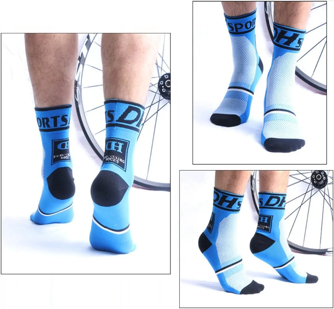 Libar Men's Cycling Socks Unisex Breathable Sports Running Trekking Athletic Basketball Socks