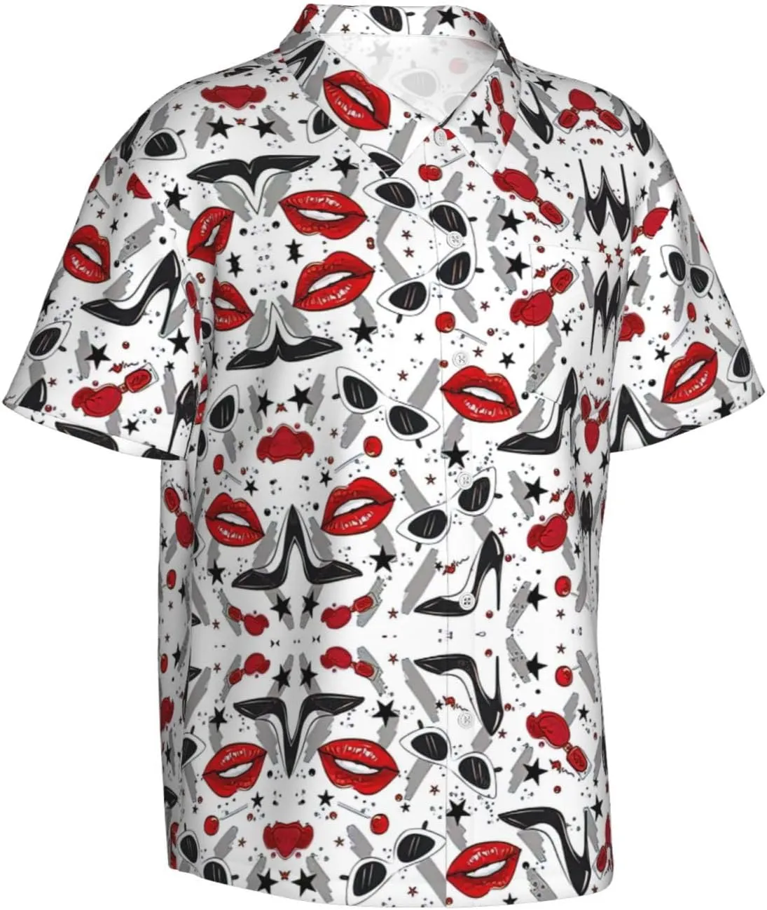 Lips High Heels Printed Hawaiian Shirts – Funky Tropical Summer Outfits – Retro Beach Wear for Men