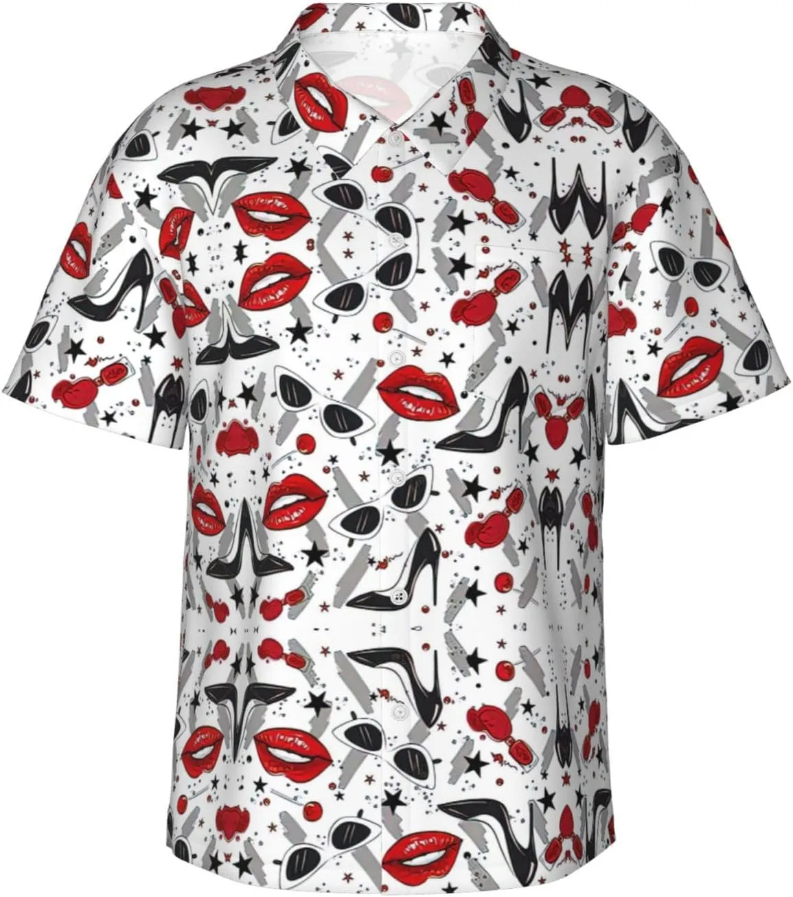 Lips High Heels Printed Hawaiian Shirts – Funky Tropical Summer Outfits – Retro Beach Wear for Men