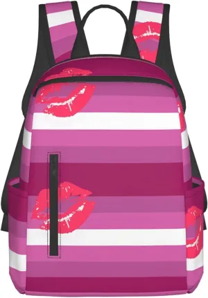 Lipstick Lesbian Pride Flag Travel Laptop Backpack Casual Backpacks Double Shoulder Daypack Notebook Rucksack Work Bags Sports Bag for Hiking Camping Beach