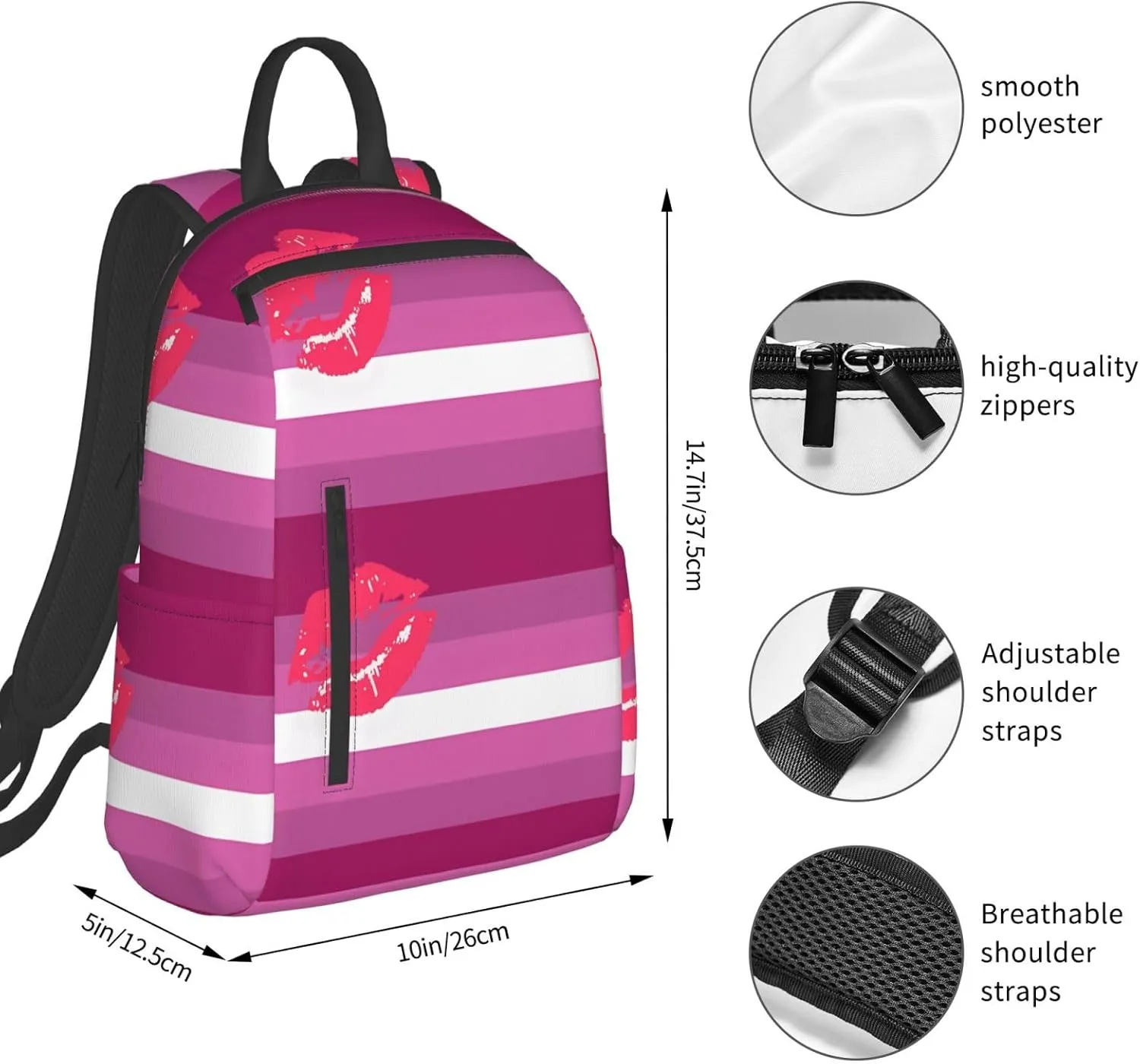 Lipstick Lesbian Pride Flag Travel Laptop Backpack Casual Backpacks Double Shoulder Daypack Notebook Rucksack Work Bags Sports Bag for Hiking Camping Beach