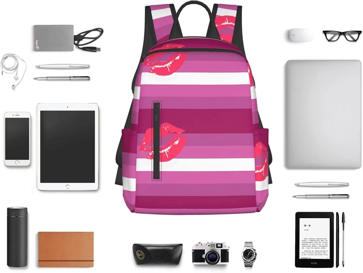 Lipstick Lesbian Pride Flag Travel Laptop Backpack Casual Backpacks Double Shoulder Daypack Notebook Rucksack Work Bags Sports Bag for Hiking Camping Beach