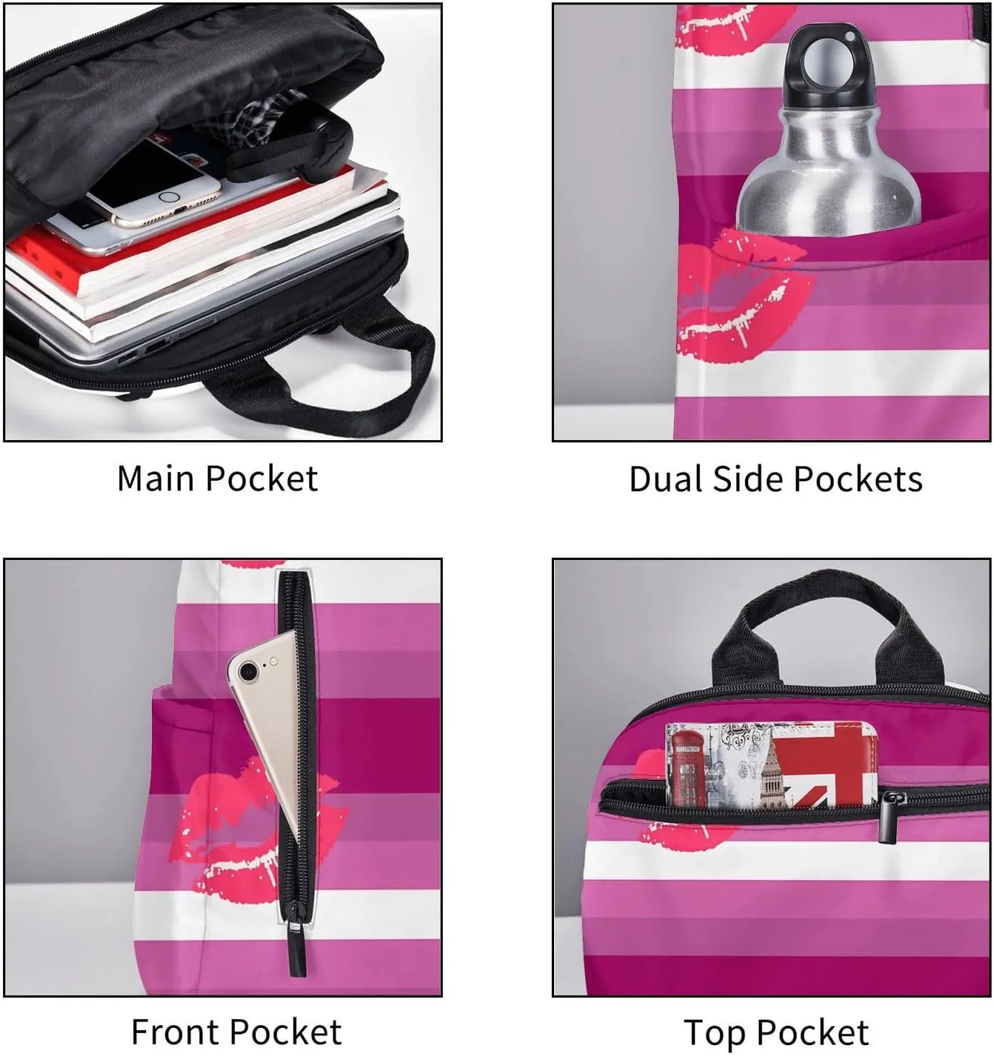 Lipstick Lesbian Pride Flag Travel Laptop Backpack Casual Backpacks Double Shoulder Daypack Notebook Rucksack Work Bags Sports Bag for Hiking Camping Beach