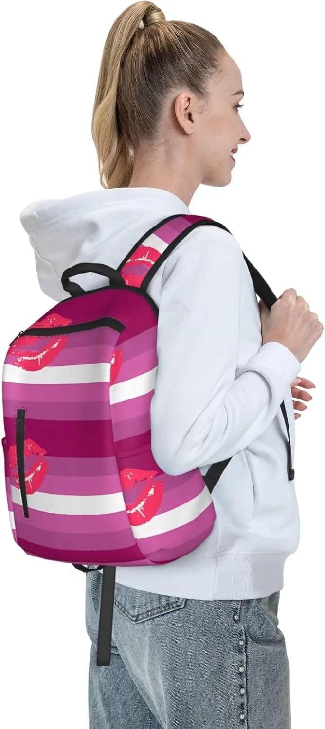 Lipstick Lesbian Pride Flag Travel Laptop Backpack Casual Backpacks Double Shoulder Daypack Notebook Rucksack Work Bags Sports Bag for Hiking Camping Beach