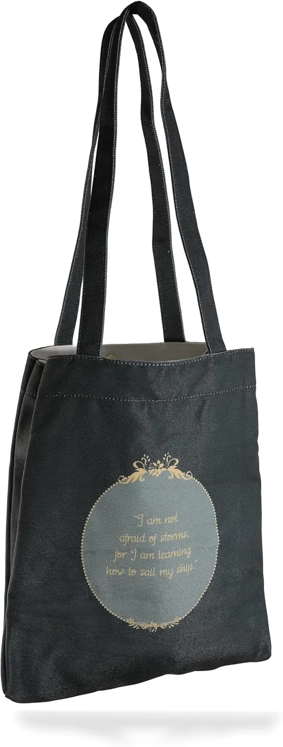 Literary Themed Tote Bag-Alice in Wonderland |Turquoise |Large Capacity
