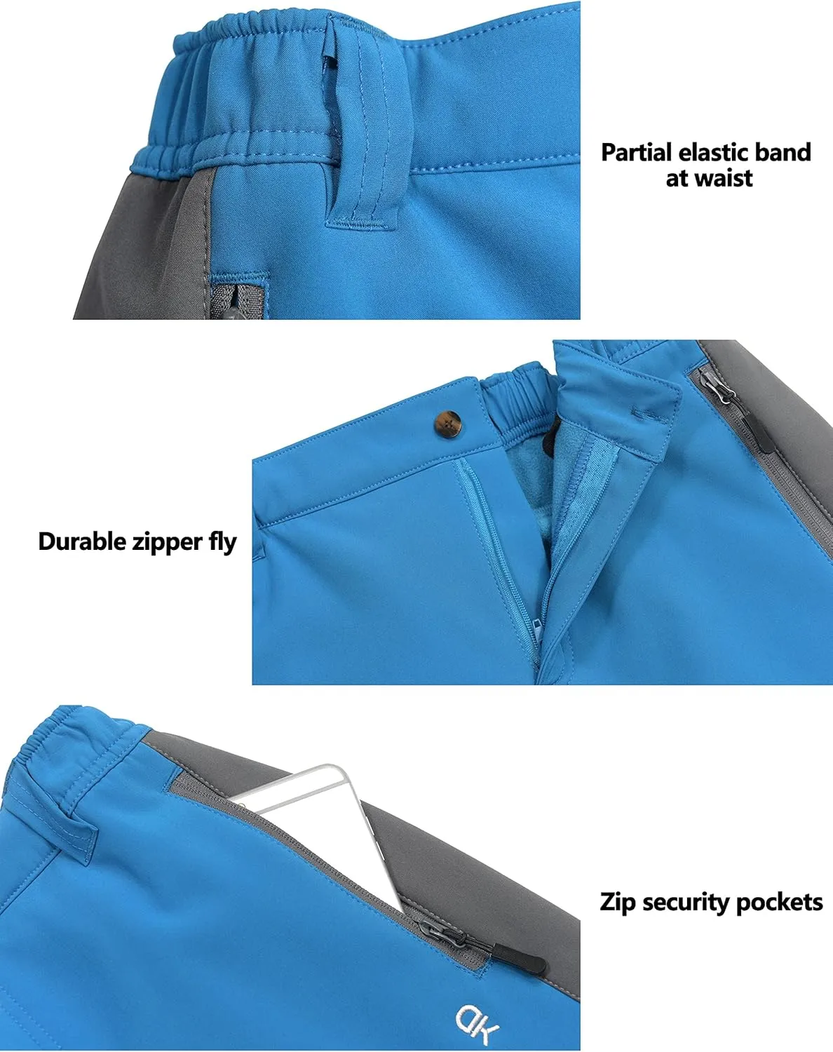 Little Donkey Andy Women's Fleece Lined Waterproof Softshell Pants Hiking Ski Snowboarding Pants