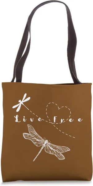 LIVE FREE, dragonfly, simple, unique, cute, cool, casual, Tote Bag