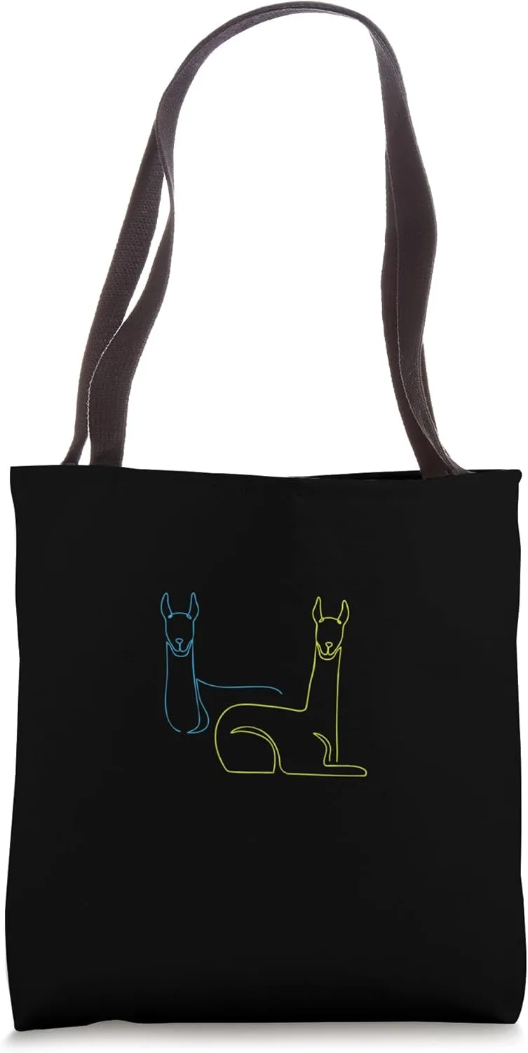 Llama Line Art Minimalist Alpaca Simple Lama Blue And Yellow Tote Bag