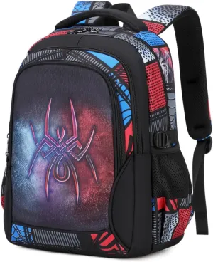 Lmwzh Backpack For Boys Kindergarten Preschool Elementary School Bags Kids Bookbag Waterproof Durable Spider（16Inch）