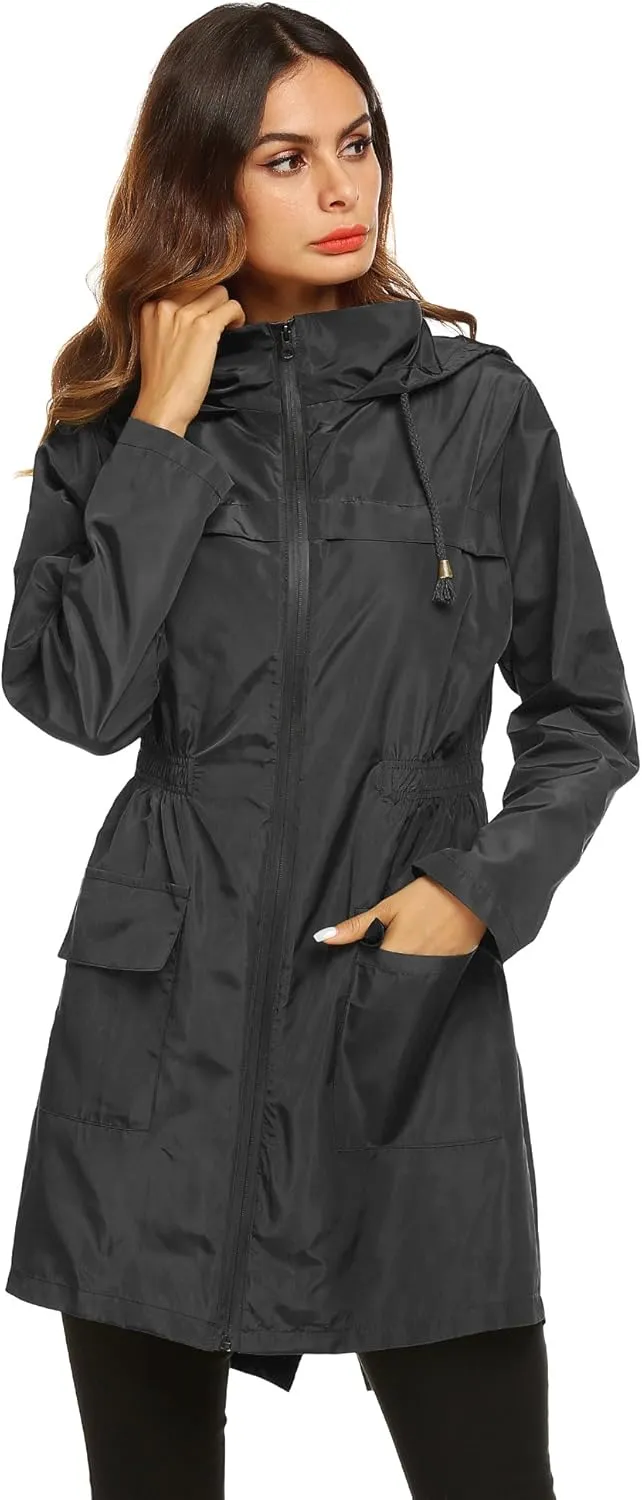 Lomon Women Waterproof Lightweight Rain Jacket Active Outdoor Hooded Raincoat