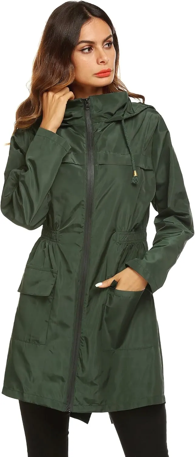 Lomon Women Waterproof Lightweight Rain Jacket Active Outdoor Hooded Raincoat