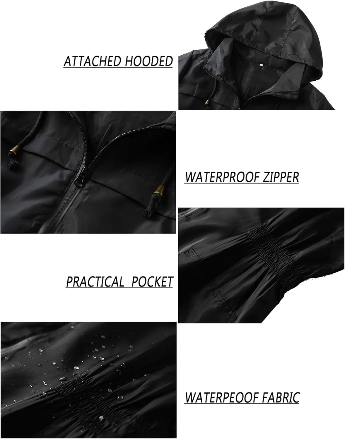 Lomon Women Waterproof Lightweight Rain Jacket Active Outdoor Hooded Raincoat