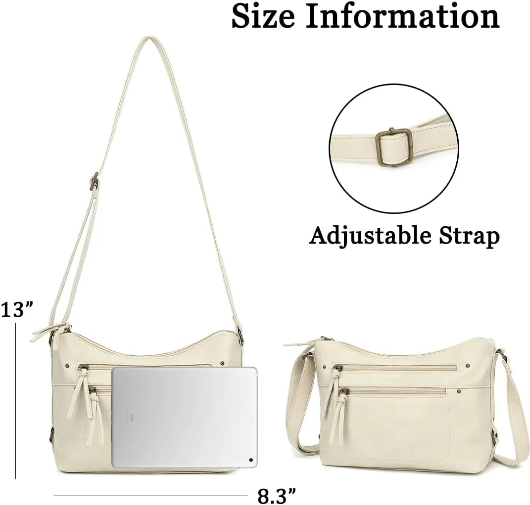 LOXOMU Medium Crossbody Bags for Women, Vegan Leather Crossbody Purse with Milti-pocket Trendy Shoulder Handbag for Travel