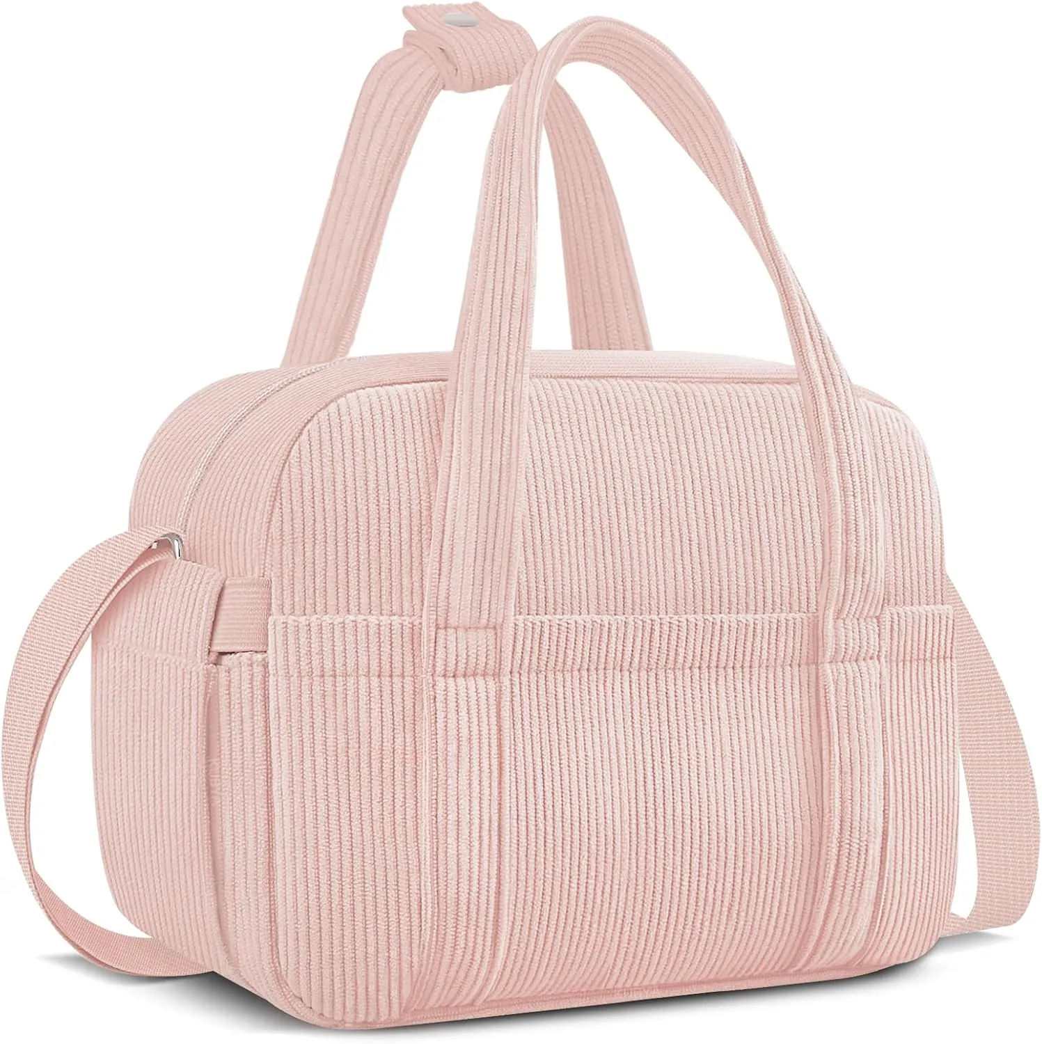 Lunch Box Lunch Bag for Women Adults Men, Cute Insulated Reusable Lunchbox Leakproof Simple Lunch Boxes Soft Corduroy Lunch Tote Bag Large Cooler Bag Containers, with Shoulder Strap