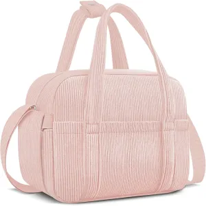 Lunch Box Lunch Bag for Women Adults Men, Cute Insulated Reusable Lunchbox Leakproof Simple Lunch Boxes Soft Corduroy Lunch Tote Bag Large Cooler Bag Containers, with Shoulder Strap