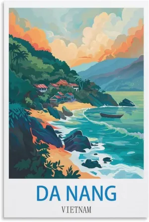LUOKINU Da Nang Vietnam Vintage Travel Posters 12x18inch(30x45cm) Decorative Painting Canvas Wall Posters And Art Picture Print Modern Family Bedroom Decor Posters