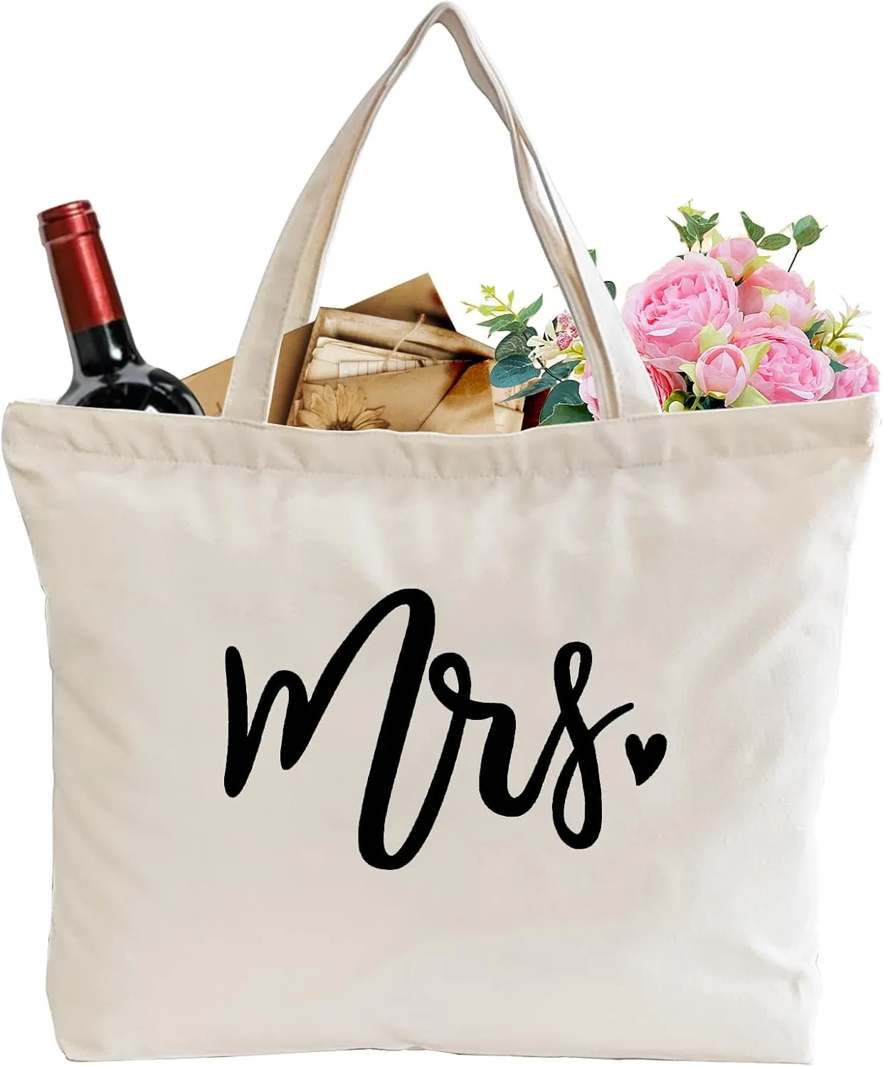 Lutto Canvas Bag with Zip Pocke - Wedding Engagement Bachelorette Birthday Mothers Day Gifts for Women