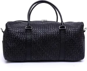 Luxurious Woven Leather Duffle Bag for Men's and Women's - Large Size Travel Leather Duffle Bag, Unique Weekender Duffle