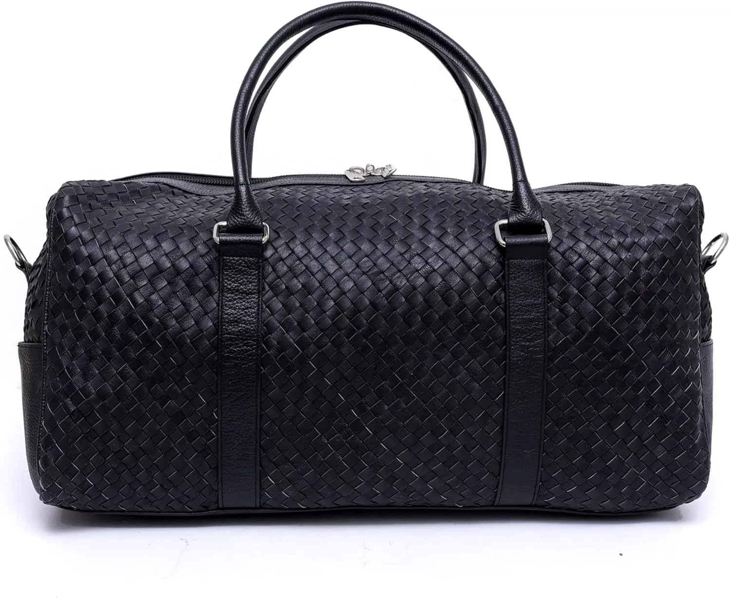 Luxurious Woven Leather Duffle Bag for Men's and Women's - Large Size Travel Leather Duffle Bag, Unique Weekender Duffle
