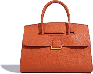 Luxury Women's Leather Top Handle Tote Bag Age Reduced Elegant Flap Briefcases