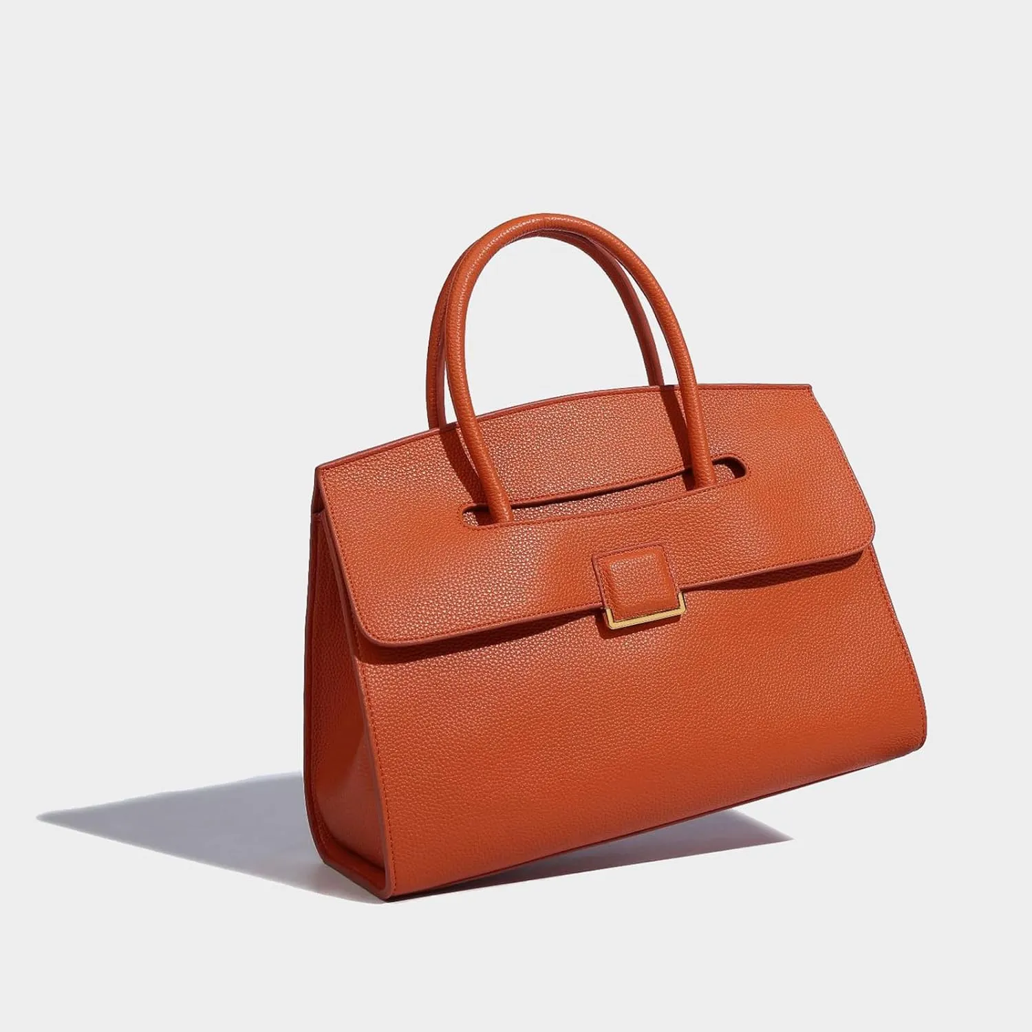 Luxury Women's Leather Top Handle Tote Bag Age Reduced Elegant Flap Briefcases